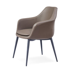 Armchair with Gray Leatherette and Black Metal Legs