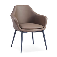 Armchair with Gray Leatherette and Black Metal Legs