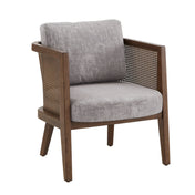 Armchair with Gray Upholstery and Walnut Legs