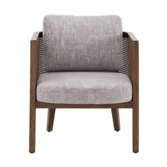 Armchair with Gray Upholstery and Walnut Legs