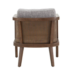 Armchair with Gray Upholstery and Walnut Legs