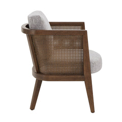Armchair with Gray Upholstery and Walnut Legs