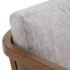 Armchair with Gray Upholstery and Walnut Legs