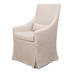 Armchair with Ivory Linen Upholstery and Gray Oak Legs