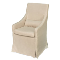 Armchair with Ivory Linen Upholstery and Gray Oak Legs