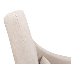 Armchair with Ivory Linen Upholstery and Gray Oak Legs