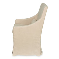 Armchair with Ivory Linen Upholstery and Gray Oak Legs