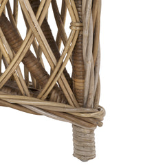 Armchair with Natural Wicker Frame and Cotton Upholstery
