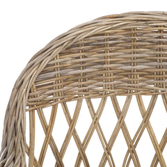 Armchair with Natural Wicker Frame and Cotton Upholstery
