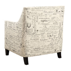Armchair with Ottoman, Polyester in French Script with Espresso Legs