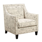 Armchair with Ottoman, Polyester in French Script with Espresso Legs