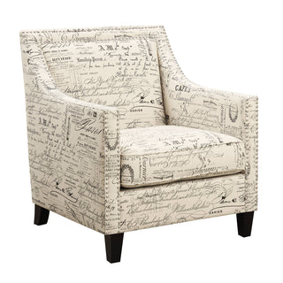 Armchair with Ottoman, Polyester in French Script with Espresso Legs