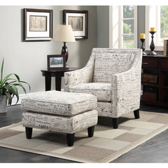 Armchair with Ottoman, Polyester in French Script with Espresso Legs