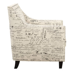 Armchair with Ottoman, Polyester in French Script with Espresso Legs