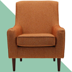 Armchair with Polyester Blend Upholstery and Brown Legs