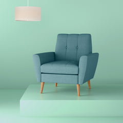 Armchair with Polyester Upholstery and Natural Legs