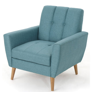 Armchair with Polyester Upholstery and Natural Legs