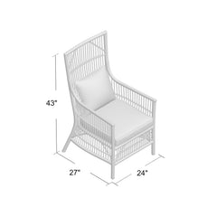 Armchair with Rattan Frame and Cotton Blend Upholstery