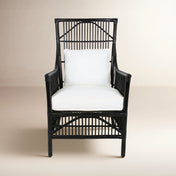 Armchair with Rattan Frame and Cotton Blend Upholstery