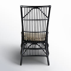 Armchair with Rattan Frame and Cotton Blend Upholstery