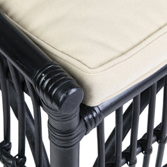 Armchair with Rattan Frame and Cotton Blend Upholstery