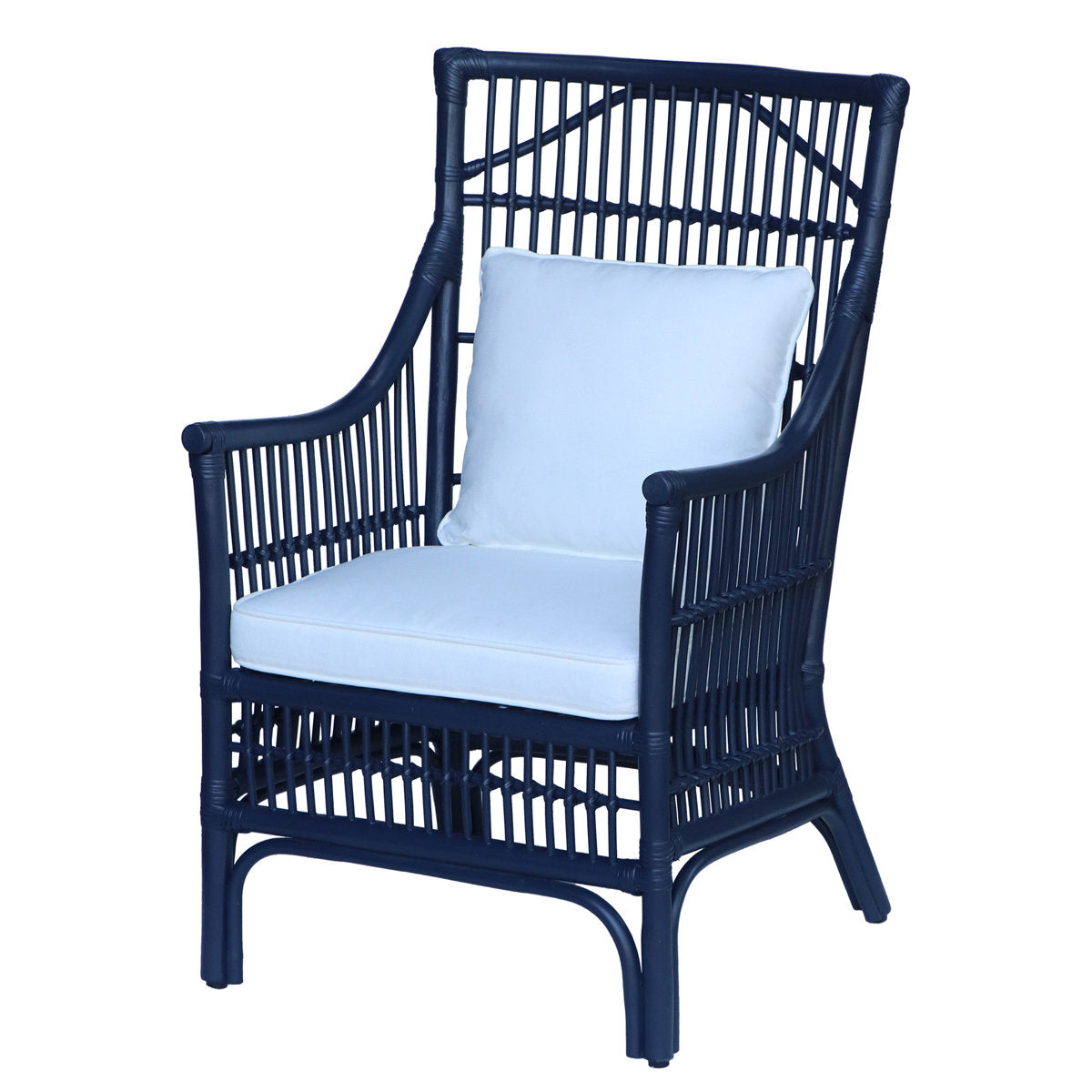 Armchair with Rattan Frame and Wicker Arms