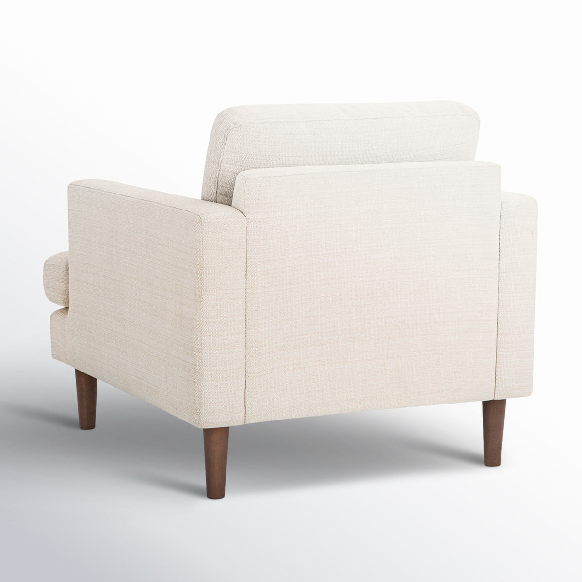 Armchair with Recessed Arms in Cream Performance Basketweave Fabric