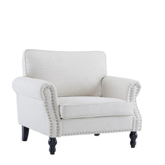 Armchair with Rolled Arms and Black Wood Legs