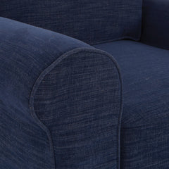 Armchair with Round Arms in Navy Polyester Blend Slipcover