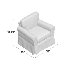 Armchair with Round Arms in Navy Polyester Blend Slipcover