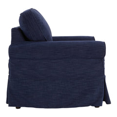 Armchair with Round Arms in Navy Polyester Blend Slipcover