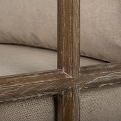 Armchair with Solid Ash Wood Frame and Fabric Upholstery