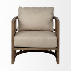 Armchair with Solid Ash Wood Frame and Fabric Upholstery