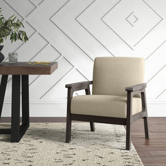 Armchair with Solid Rubberwood Frame and Polyester Upholstery