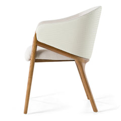 Armchair with Solid Walnut Frame in Cream and Walnut
