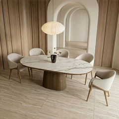 Armchair with Solid Walnut Frame in Cream and Walnut