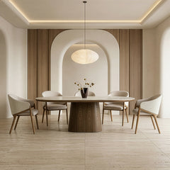 Armchair with Solid Walnut Frame in Cream and Walnut