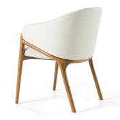 Armchair with Solid Walnut Frame in Cream and Walnut