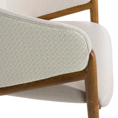 Armchair with Solid Walnut Frame in Cream and Walnut