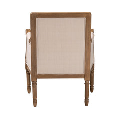 Armchair with Solid Wood Frame and Beige/Taupe Cotton Upholstery