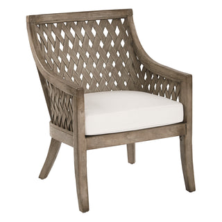 Armchair with Solid Wood Frame and Cotton Upholstery in Gray Wash