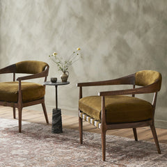 Armchair with Solid Wood Frame and Leather Upholstery