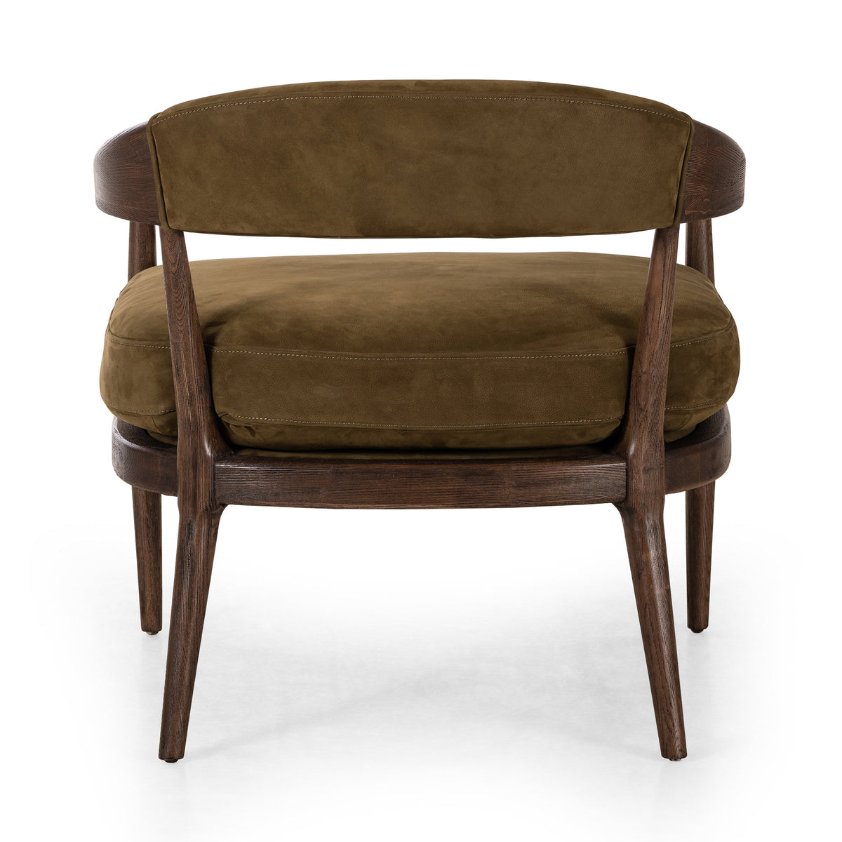Armchair with Solid Wood Frame and Leather Upholstery