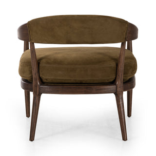 Armchair with Solid Wood Frame and Leather Upholstery