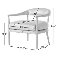 Armchair with Solid Wood Frame and Leather Upholstery