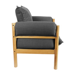 Armchair with Solid Wood Frame and Removable Lumbar Pillow