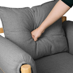 Armchair with Solid Wood Frame and Removable Lumbar Pillow