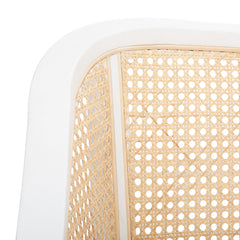 Armchair with Solid Wood Frame and White/Natural Cane Details