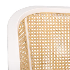 Armchair with Solid Wood Frame and White/Natural Cane Details