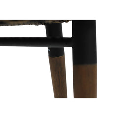 Armchair with Wicker Back and Solid Wood Legs in Black